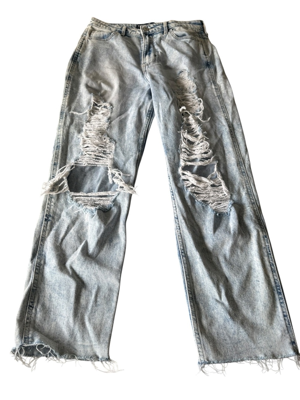 Hollister Light Blue Distressed Straight Leg Jeans